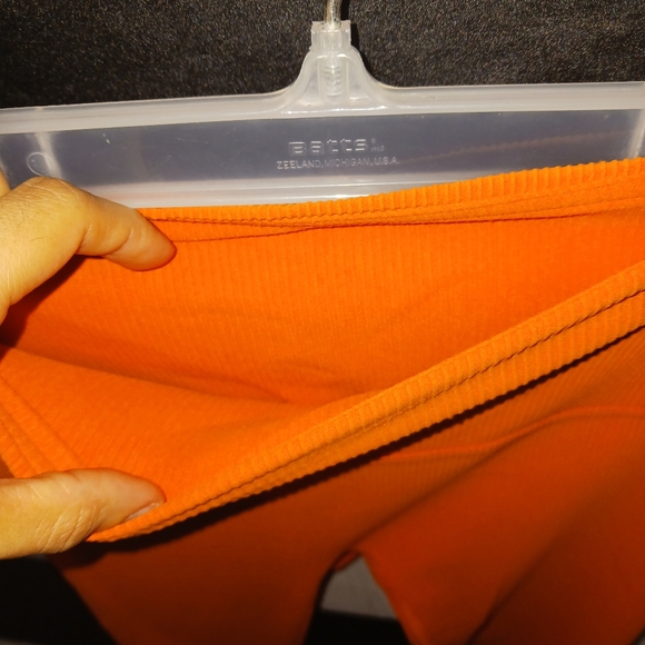 Women Orange fit ribbed leggings - Picture 9 of 11